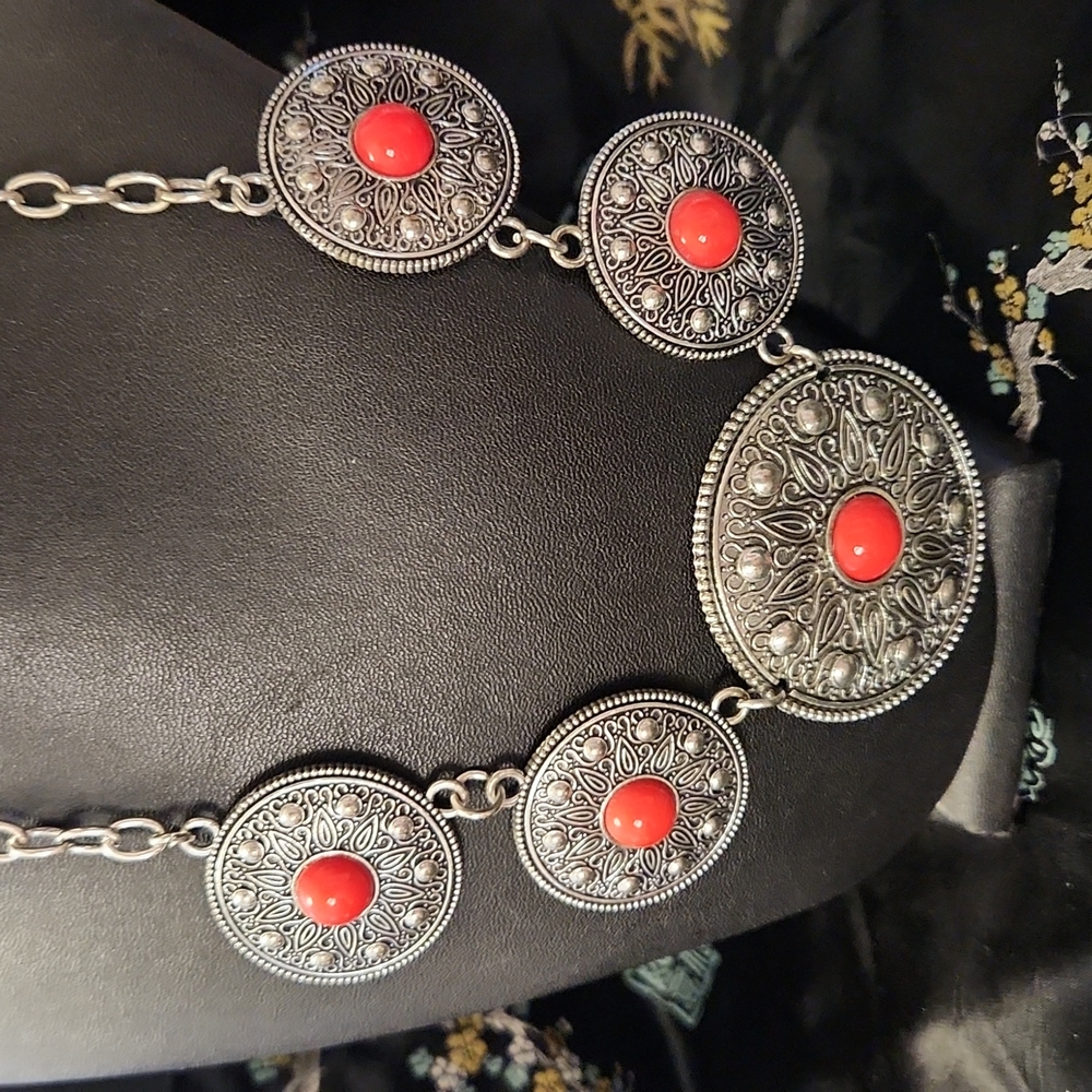 Paparazzi Silvertone & Red Necklace